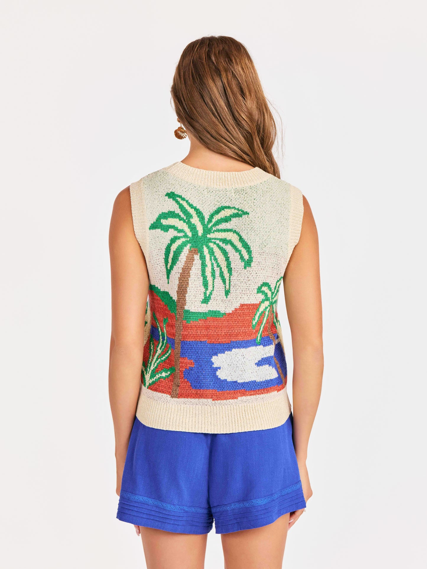 Palms Sweater Vest in Multi - back crop view