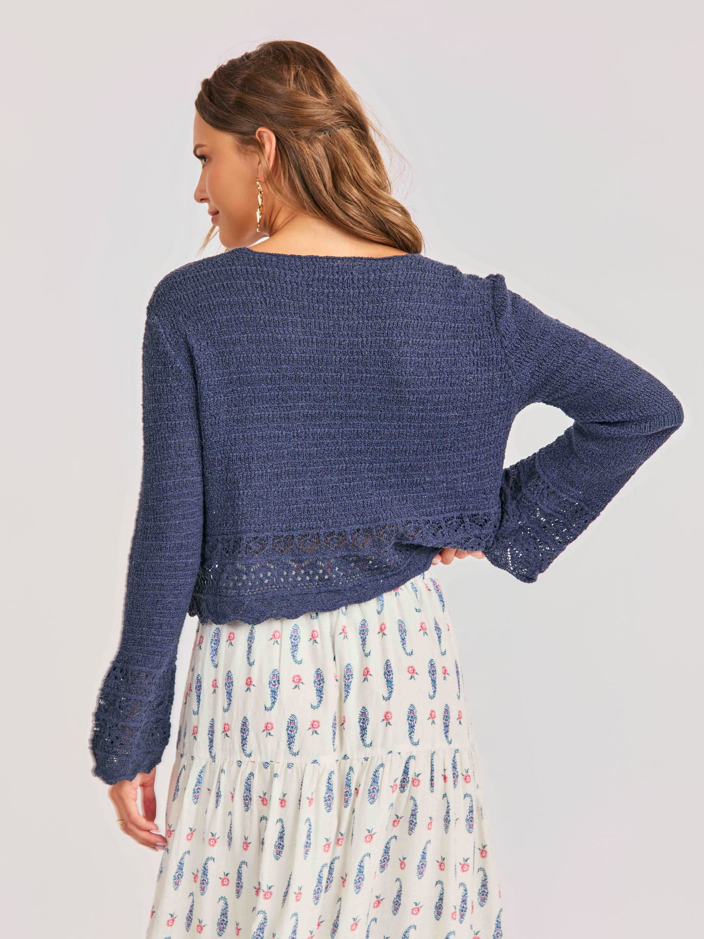 Calico Pullover in Navy - back crop view