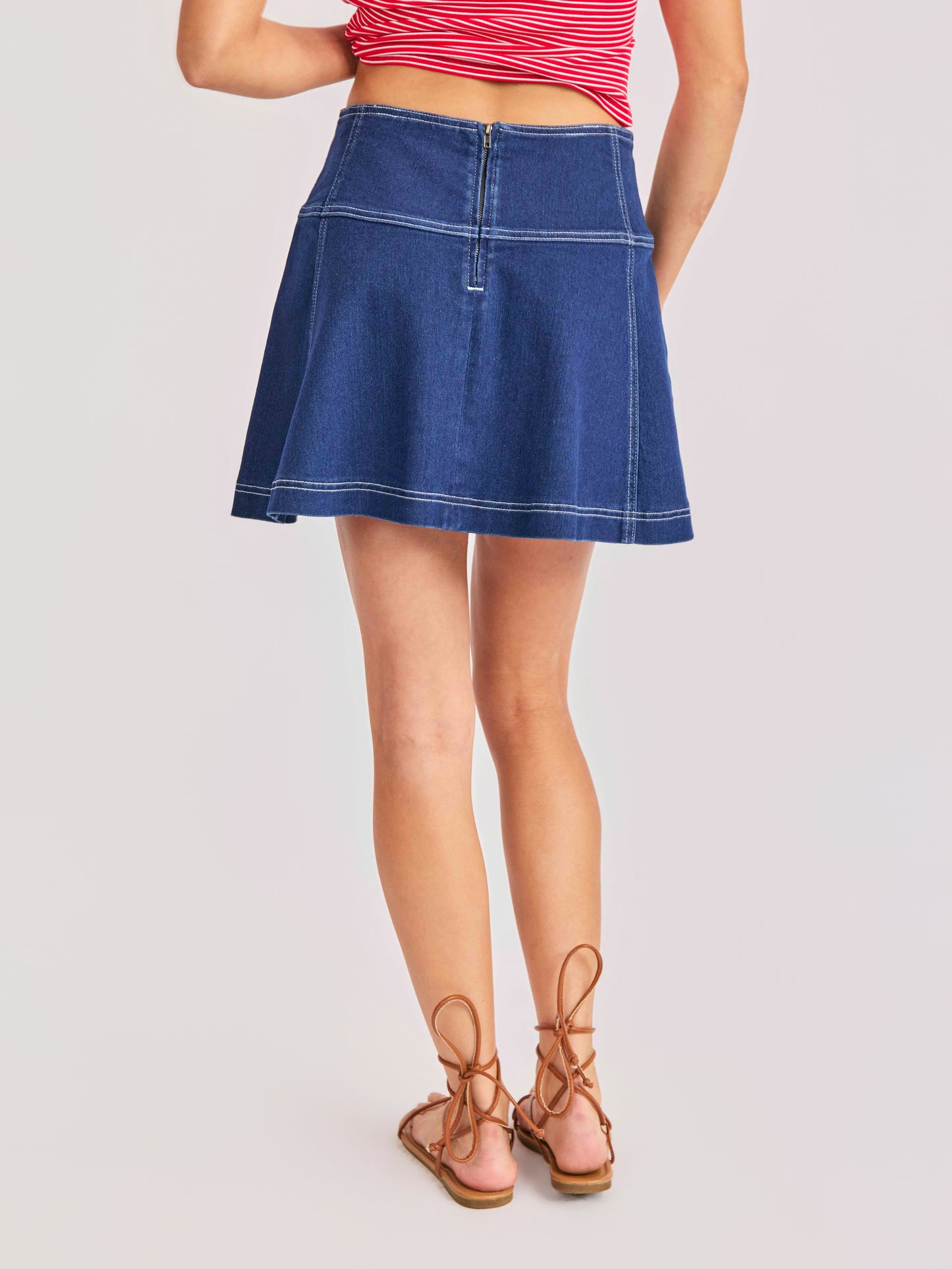 Cowgirl Denim Mini Skirt in Indigo - back crop view