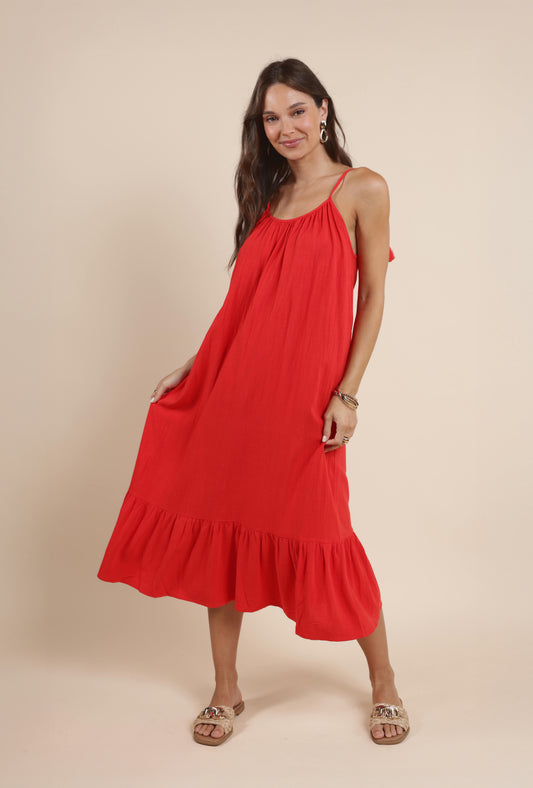 Sugarloaf Tie Strap Flowy Midi Dress