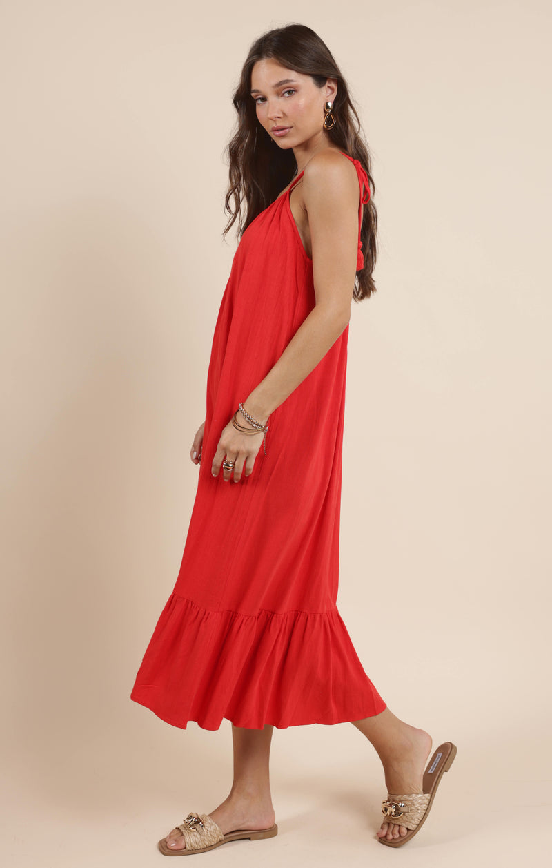 Sugarloaf Tie Strap Flowy Midi Dress
