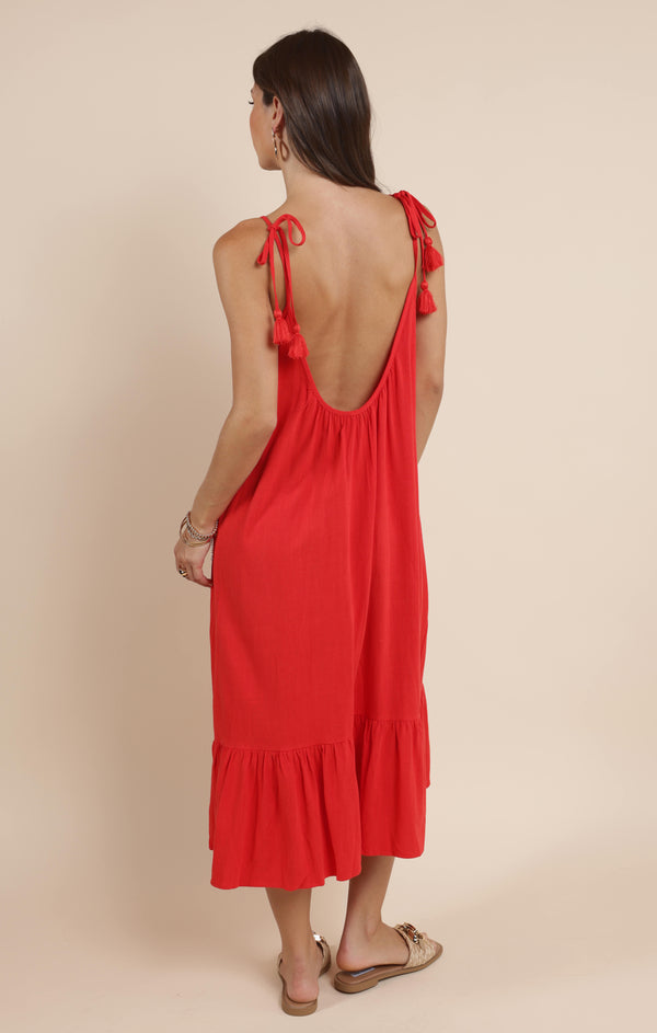 Sugarloaf Tie Strap Flowy Midi Dress