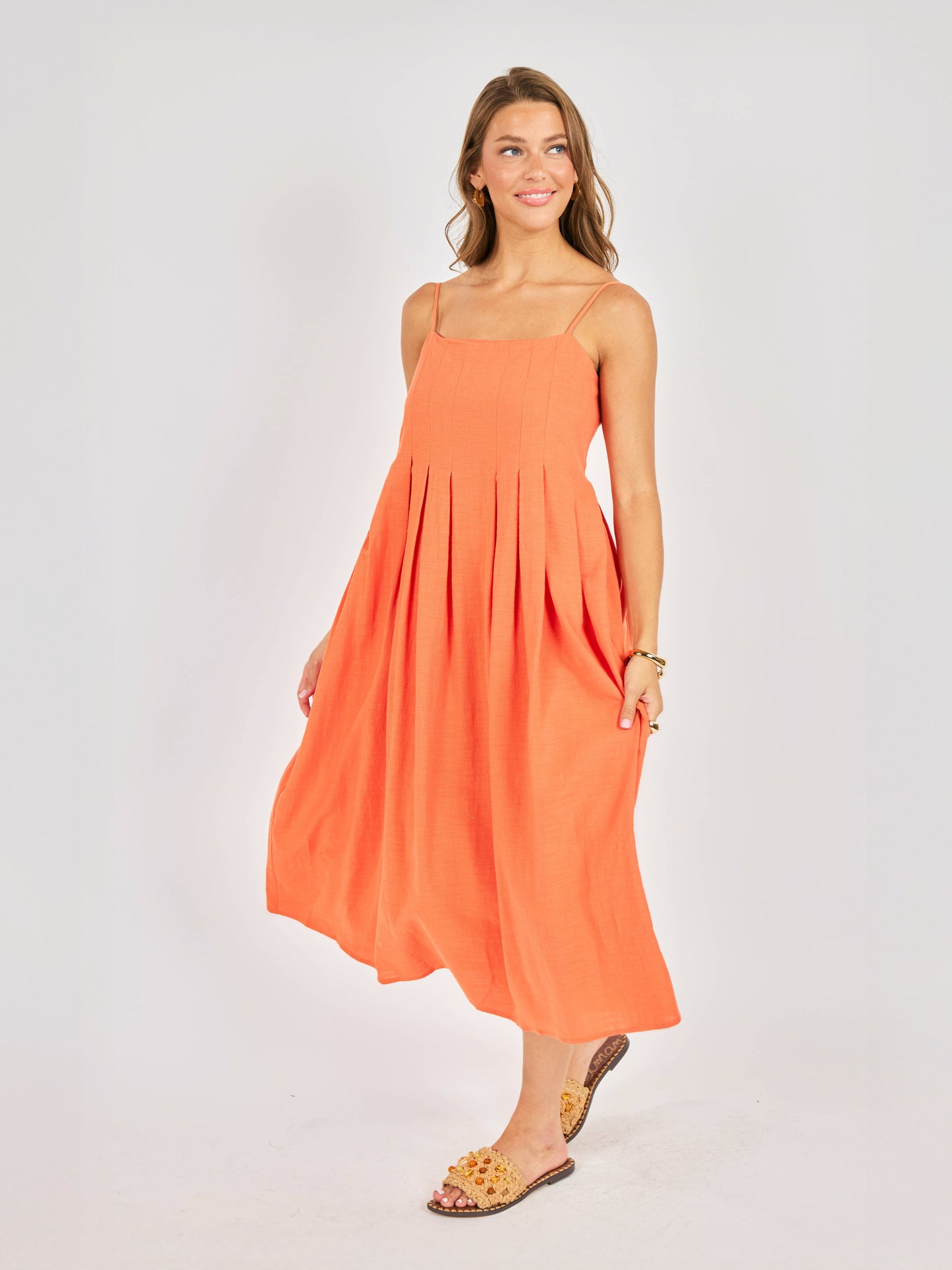 Good Day Pleated Midi Dress