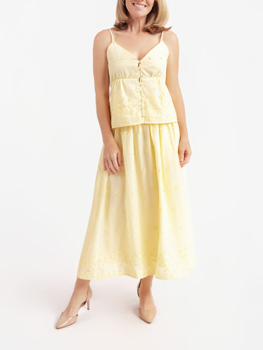Yellow Beachglass Embroidered Tank in Yellow - front view