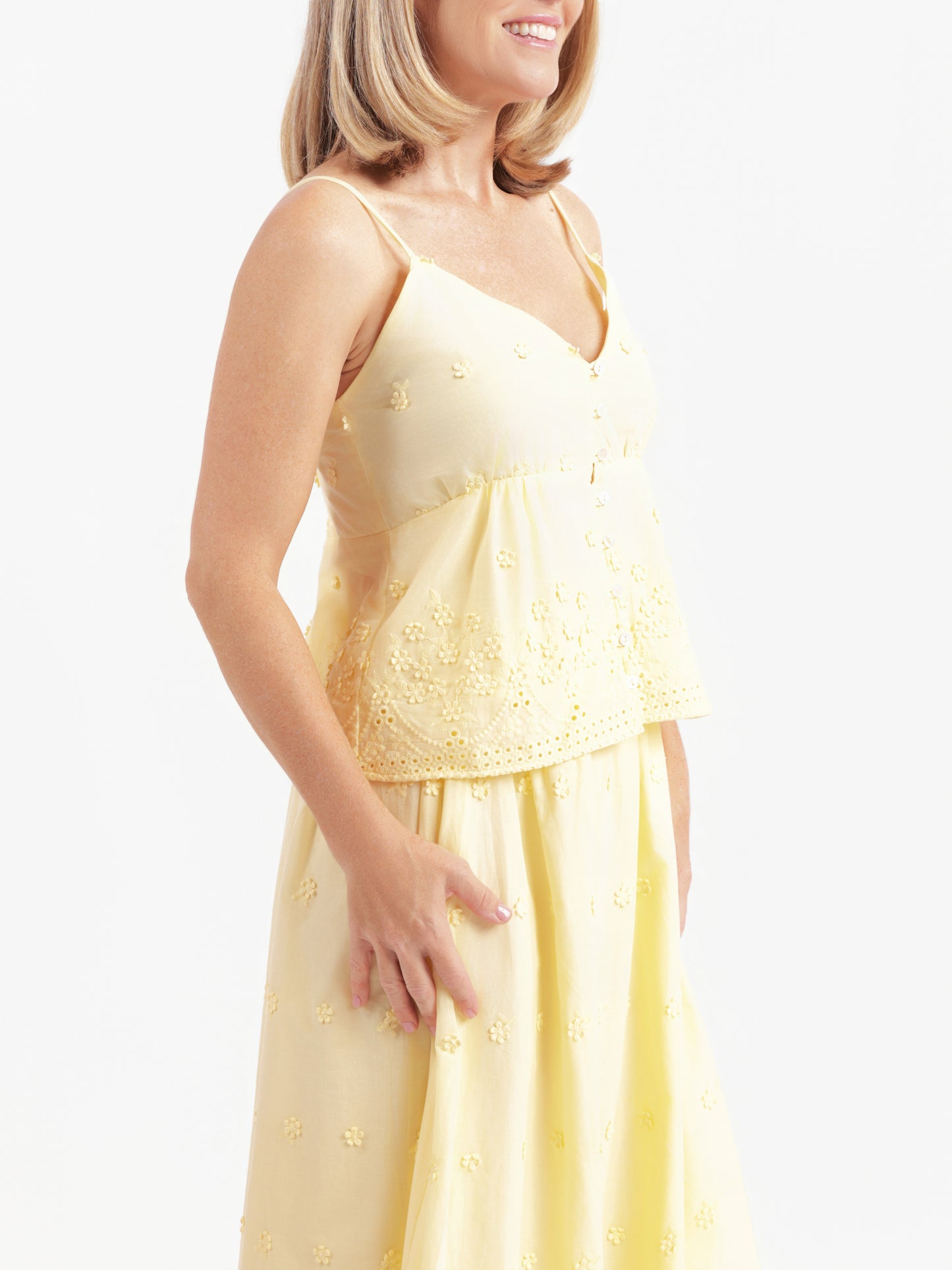 Yellow Beachglass Embroidered Tank in Yellow - mood image