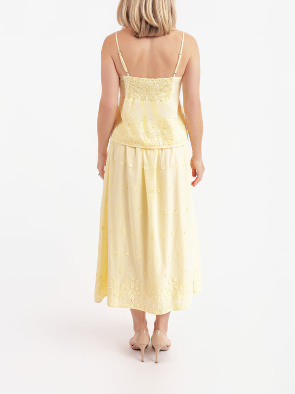 Yellow Beachglass Embroidered Tank in Yellow - back view