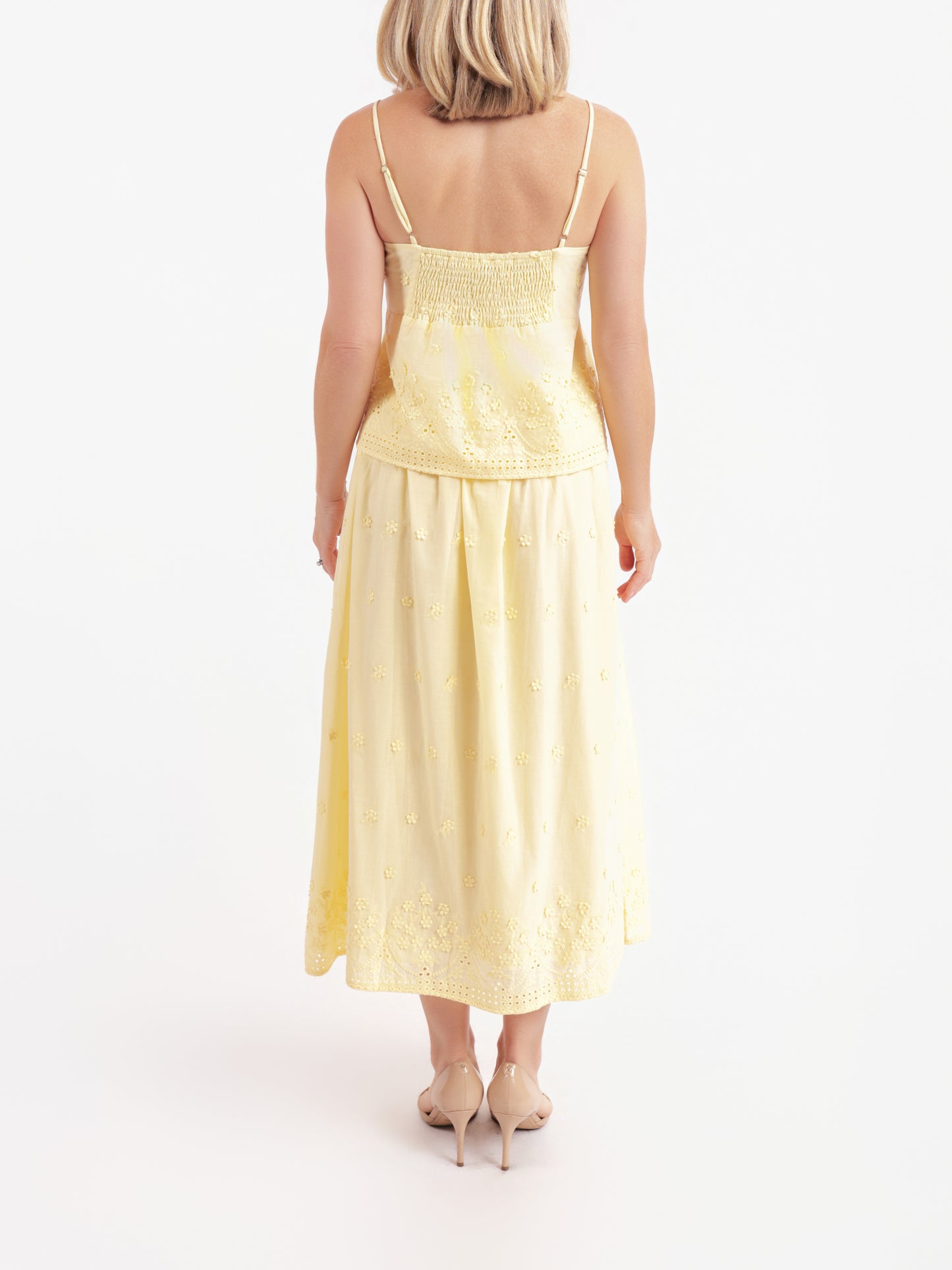 Yellow Beachglass Embroidered Tank in Yellow - back view