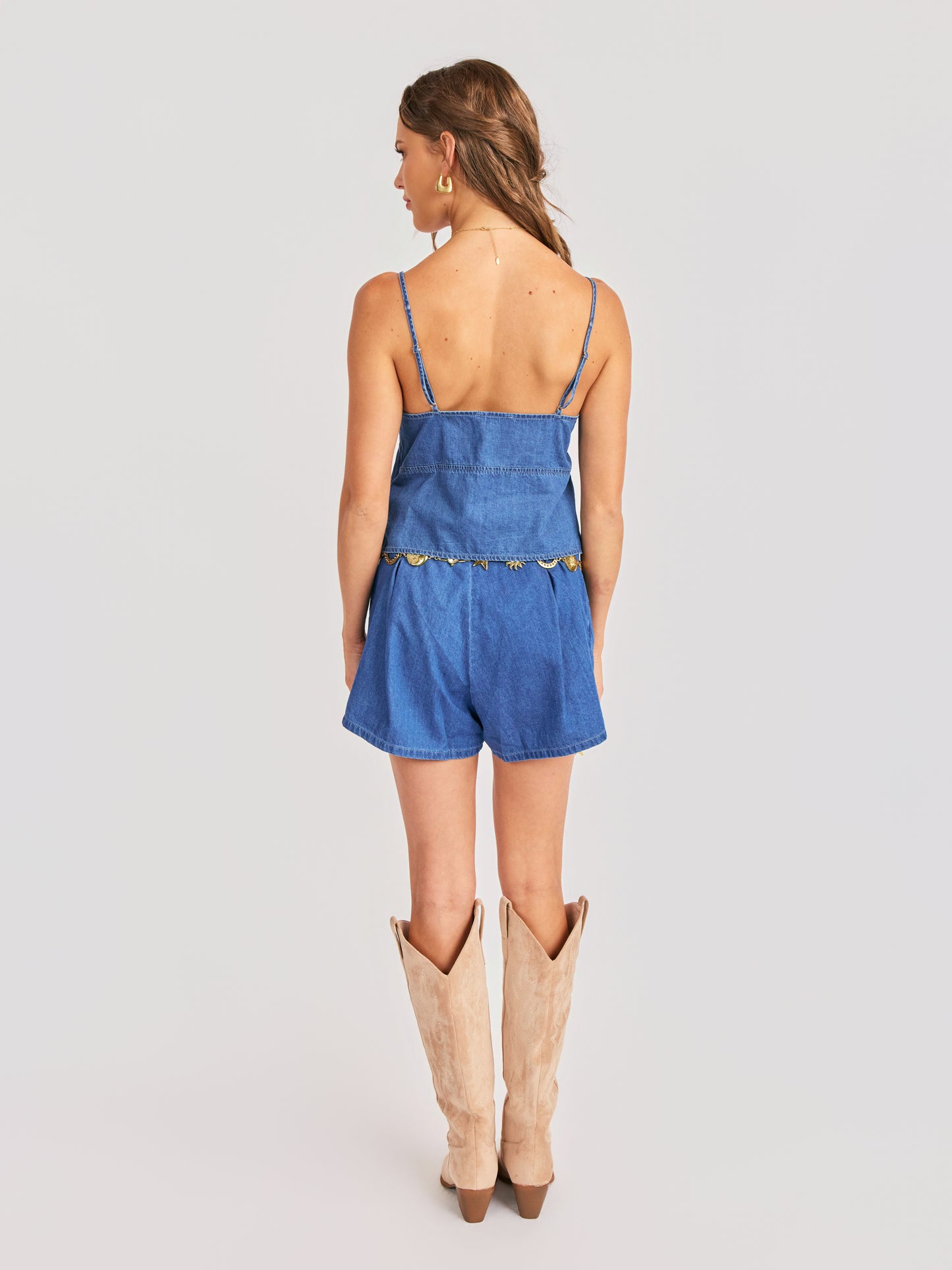 Rango Chambray Tank in Dark Chambray - back view