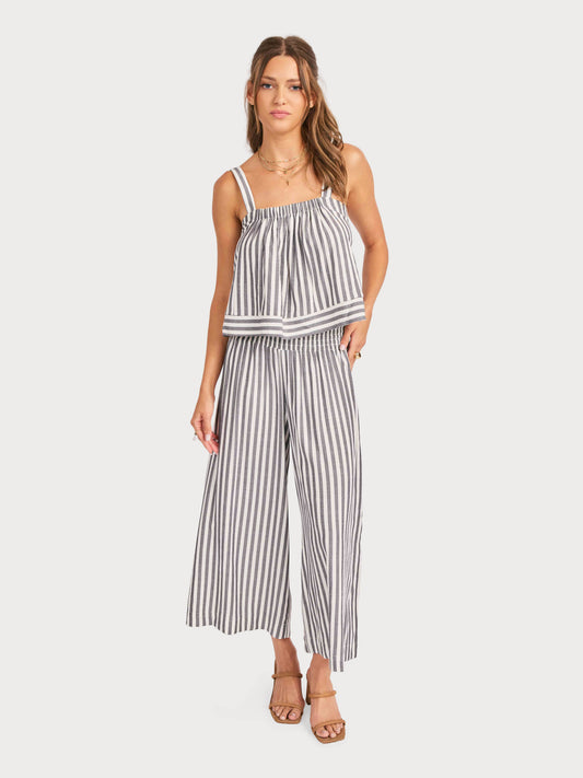 Nomad Stripe Tank in White Black - front view