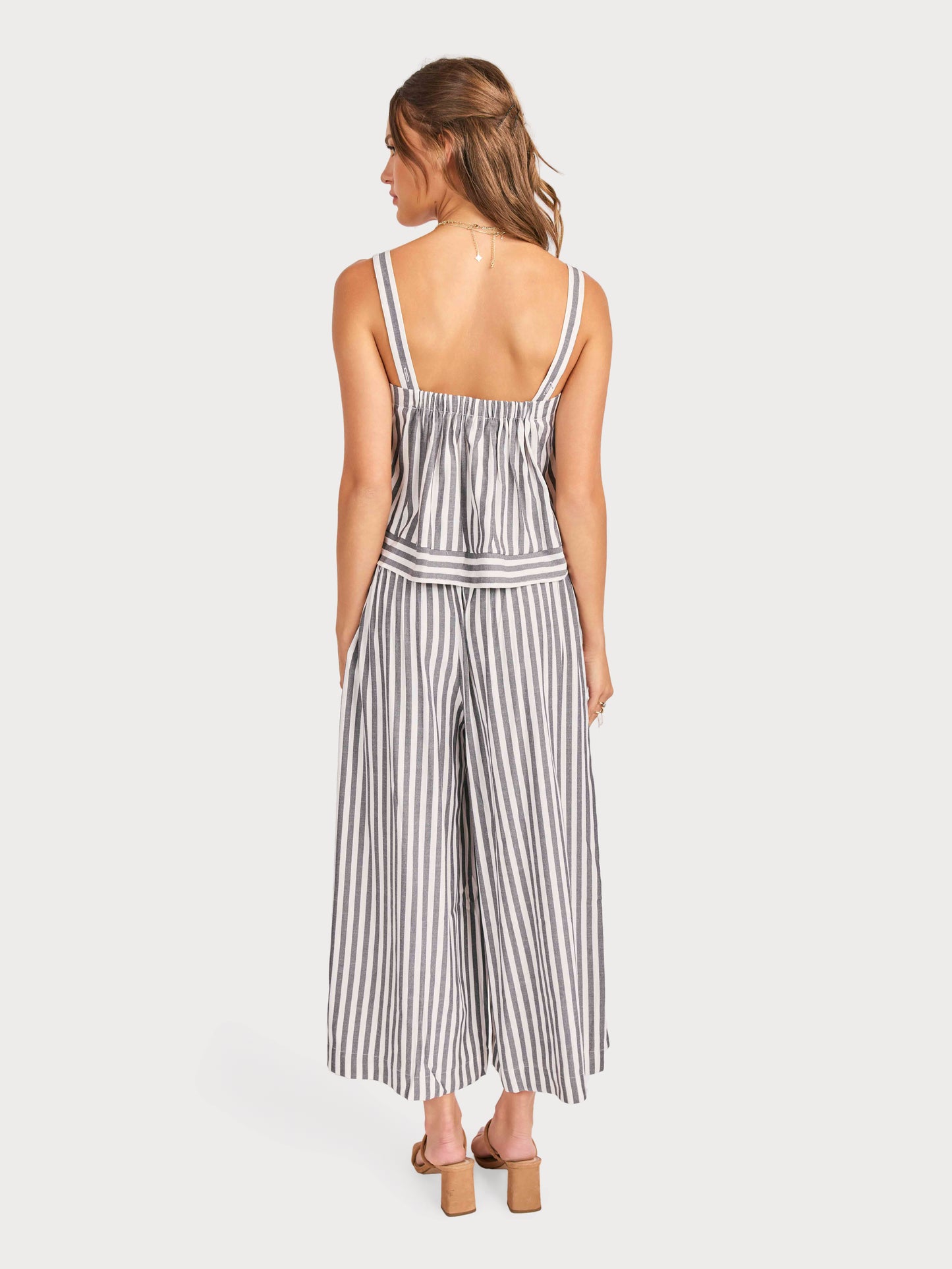Nomad Stripe Tank in White Black - back view