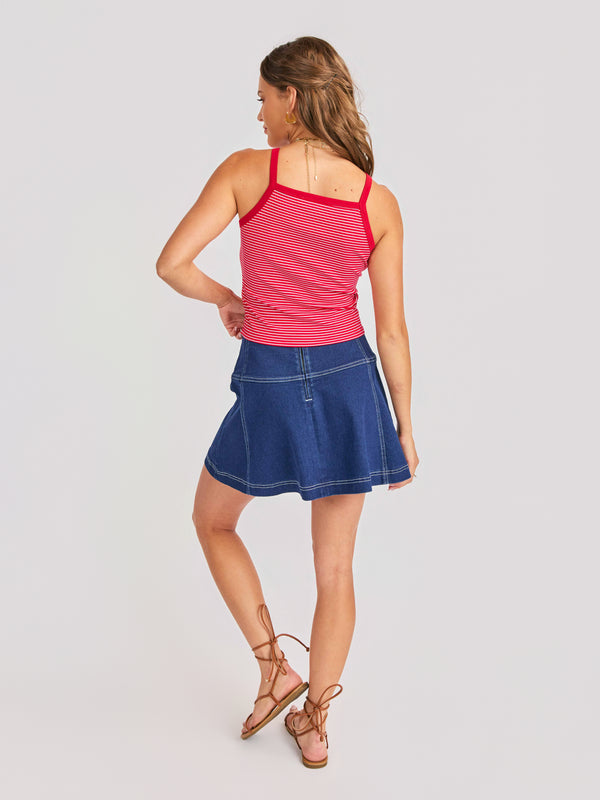 Jukebox Knit Tank in Red White - back view