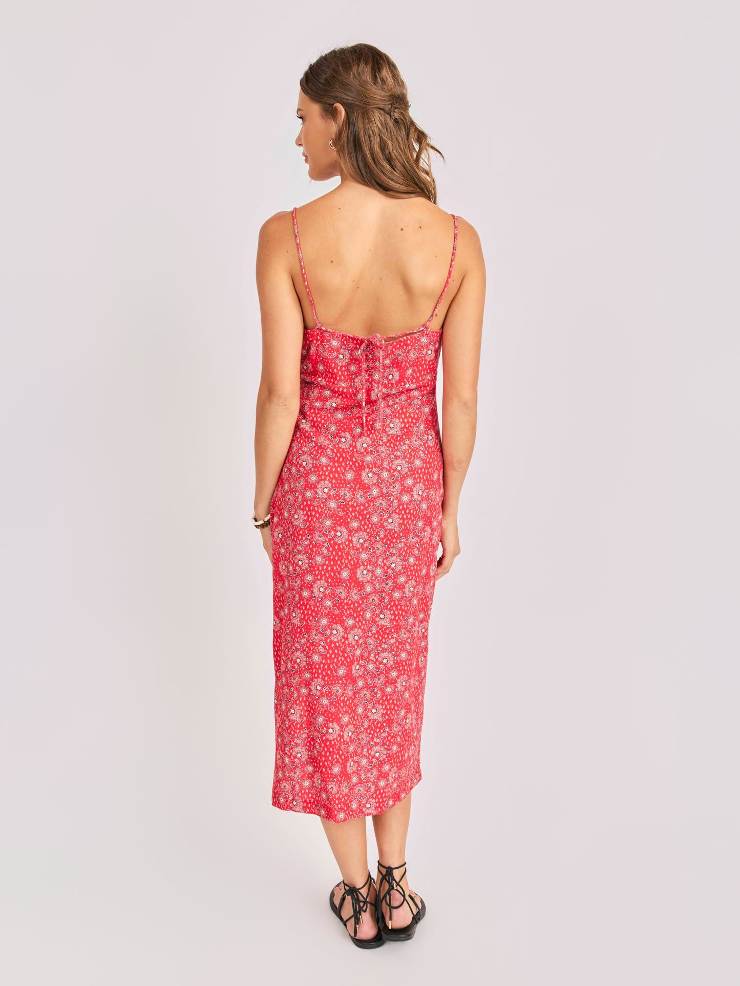 Firecracker Midi Dress in Red Multi - back view