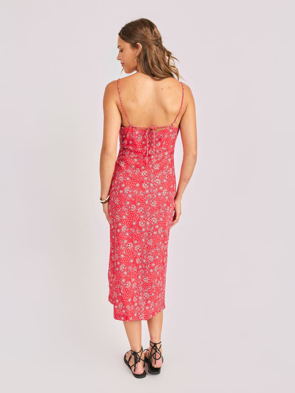 Firecracker Midi Dress in Red Multi - back crop view