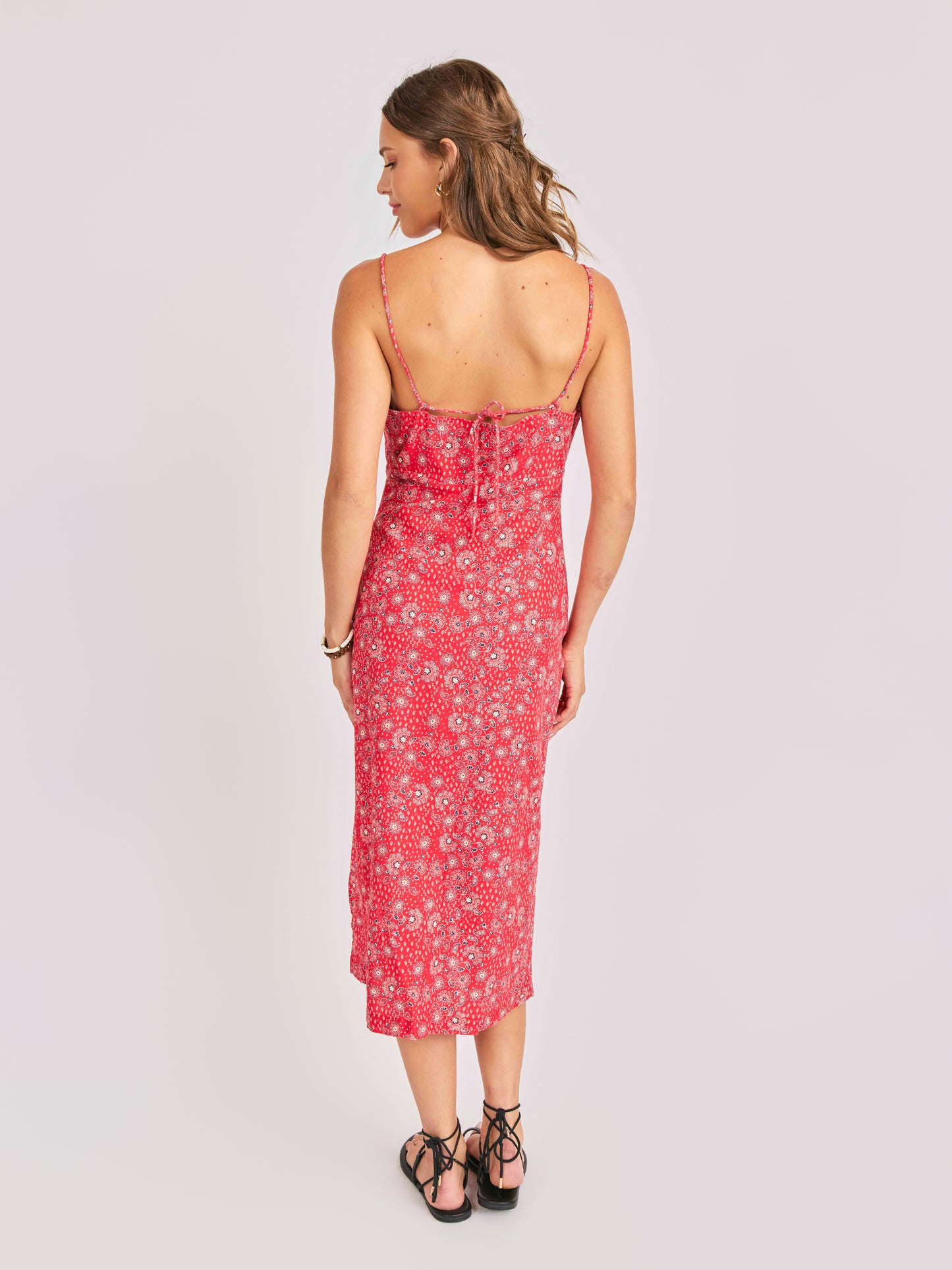 Firecracker Midi Dress in Red Multi - back crop view