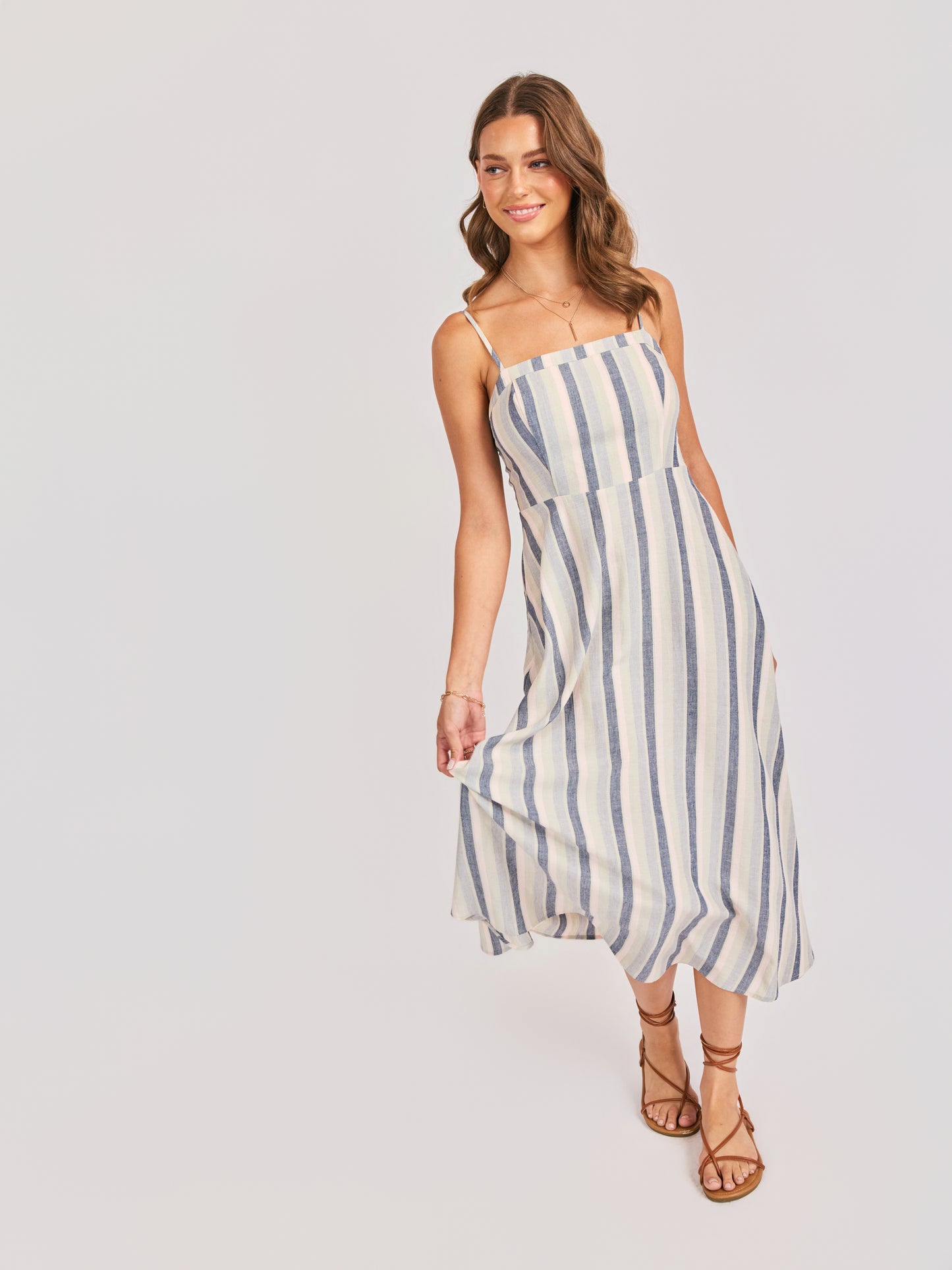 Sweetgrass Stripe Midi Dress in Blue Multi - mood image