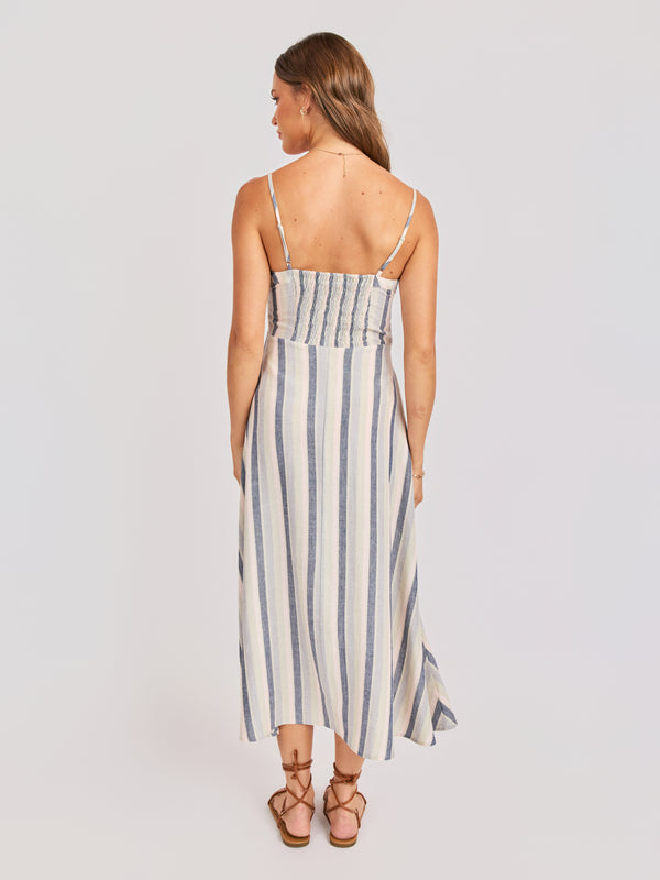 Sweetgrass Stripe Midi Dress in Blue Multi - back view