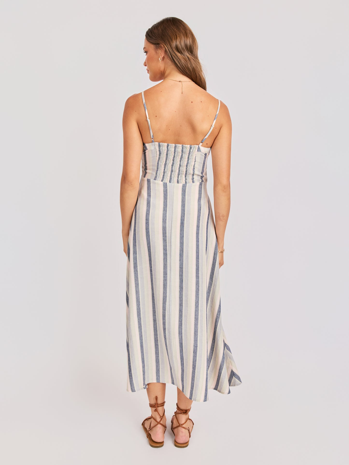 Sweetgrass Stripe Midi Dress in Blue Multi - back view