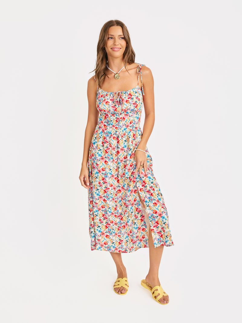 Cove Tie Straps Midi Dress in Multi - front view