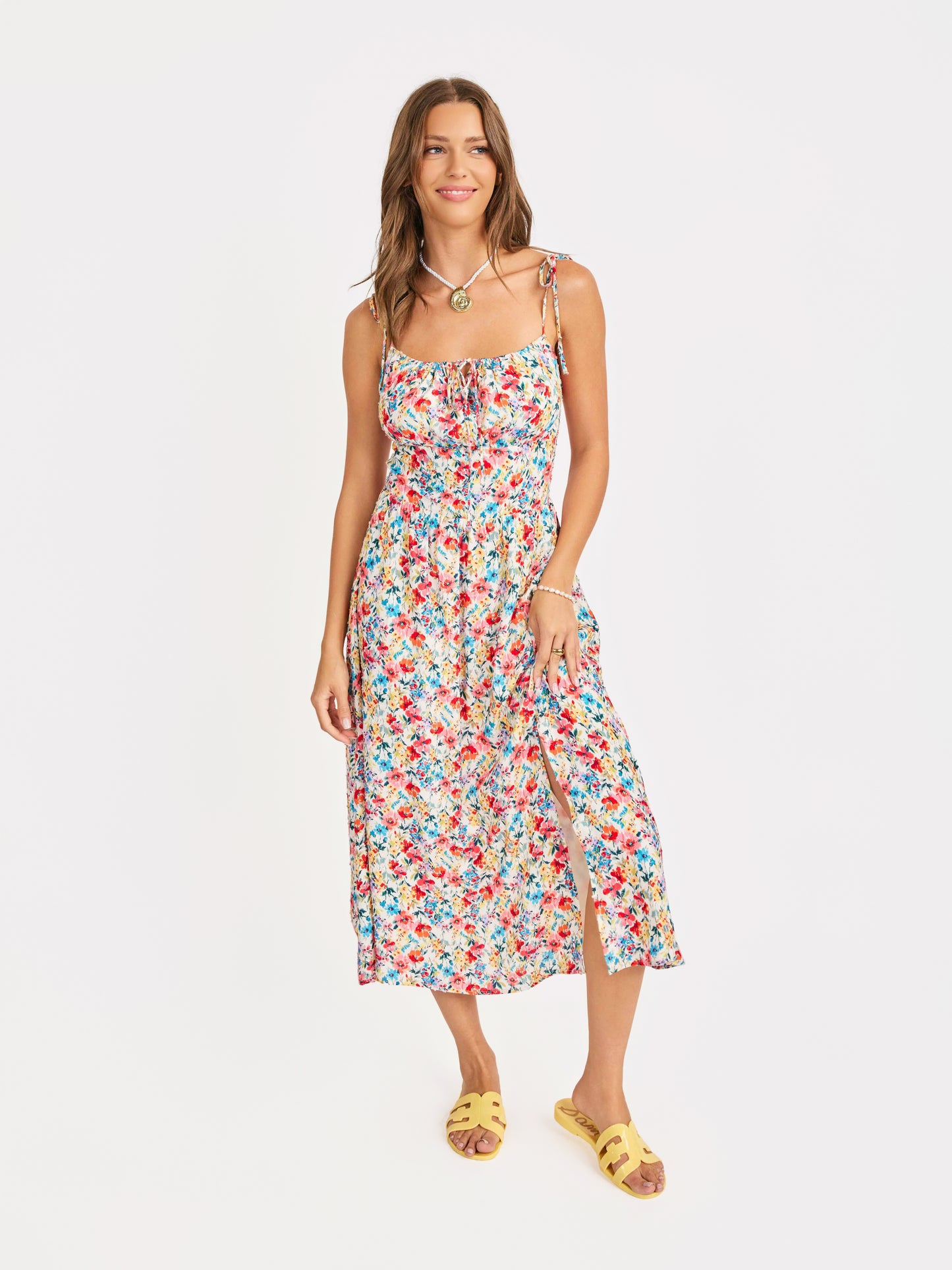 Cove Tie Straps Midi Dress in Multi - front view