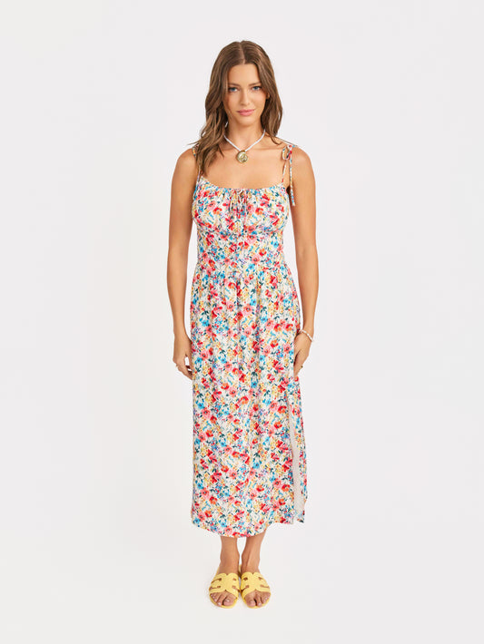 Cove Tie Straps Midi Dress in Multi - front crop view