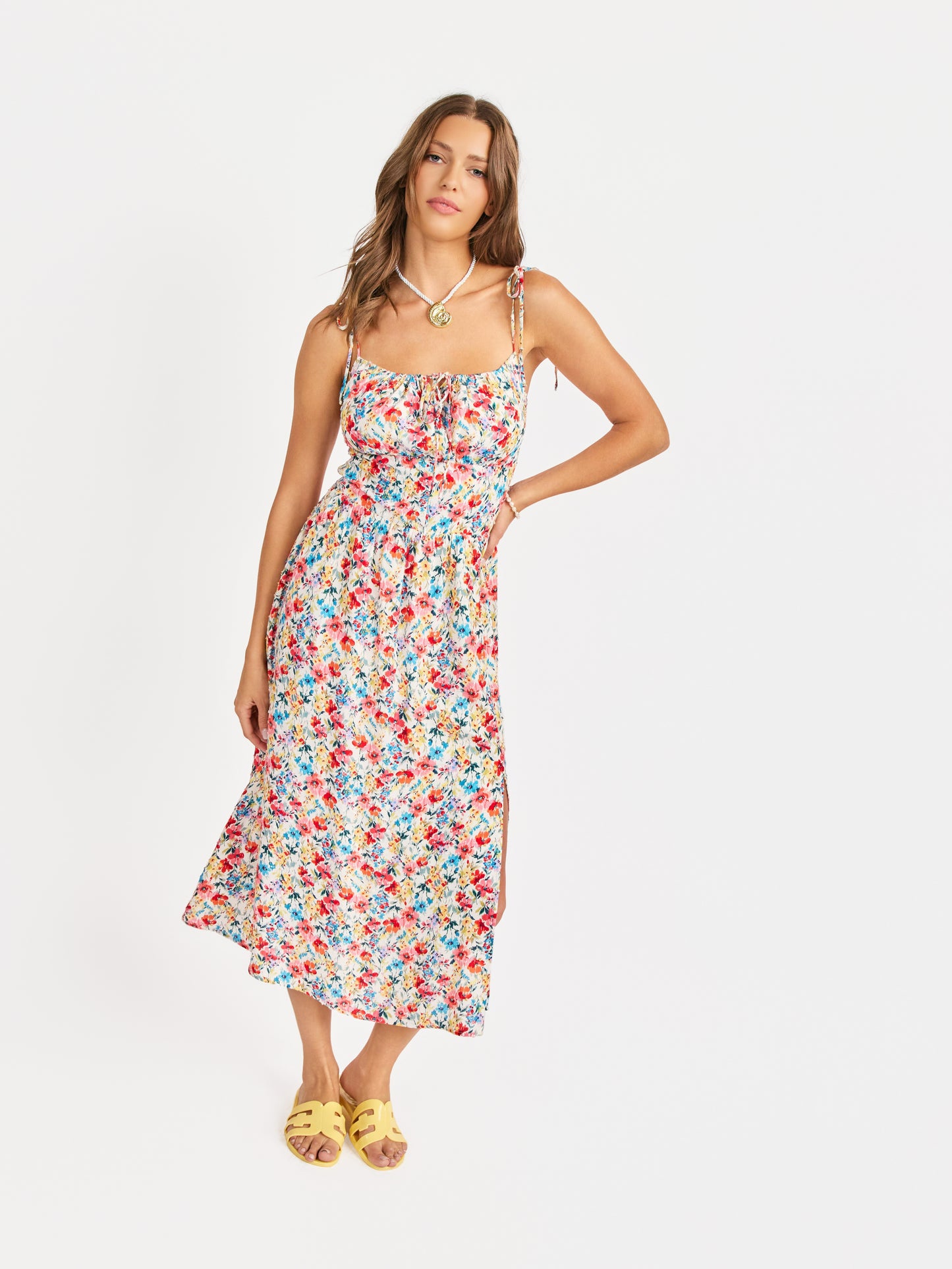 Cove Tie Straps Midi Dress in Multi - mood image