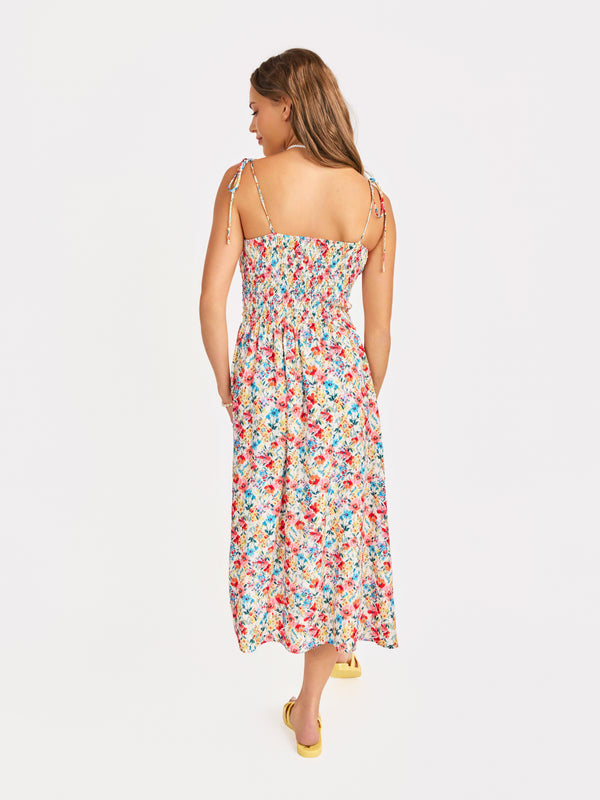 Cove Tie Straps Midi Dress in Multi - back crop view