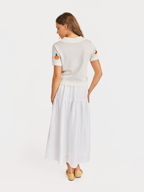 Citron Embroidered Orange Knit Shirt in Ivory Orange - back view