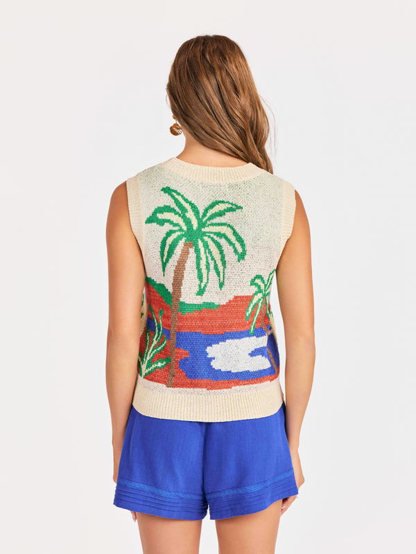 Palms Sweater Vest in Multi - back crop view