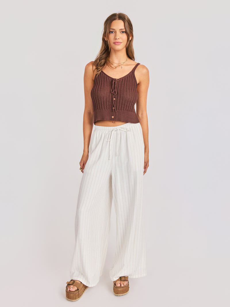 Marlow Buttoned Sweater Vest in Brown - front view