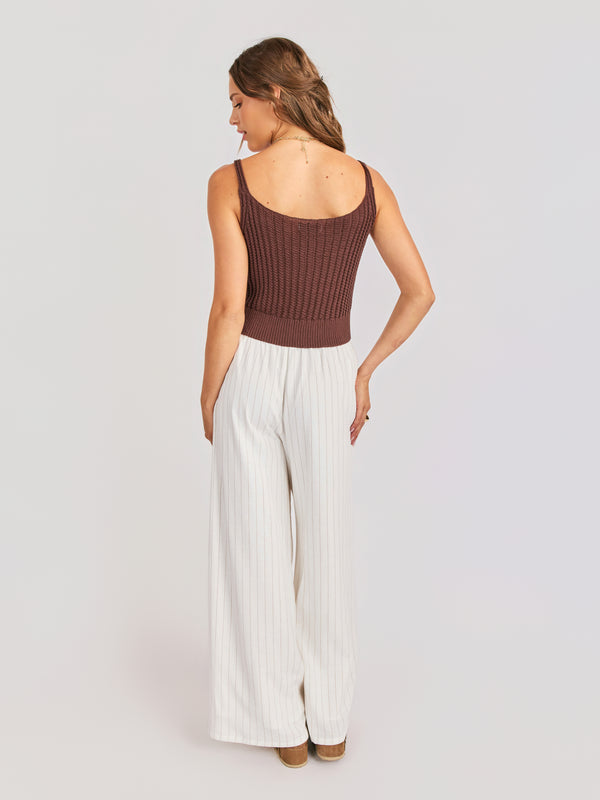 Marlow Buttoned Sweater Vest in Brown - back view