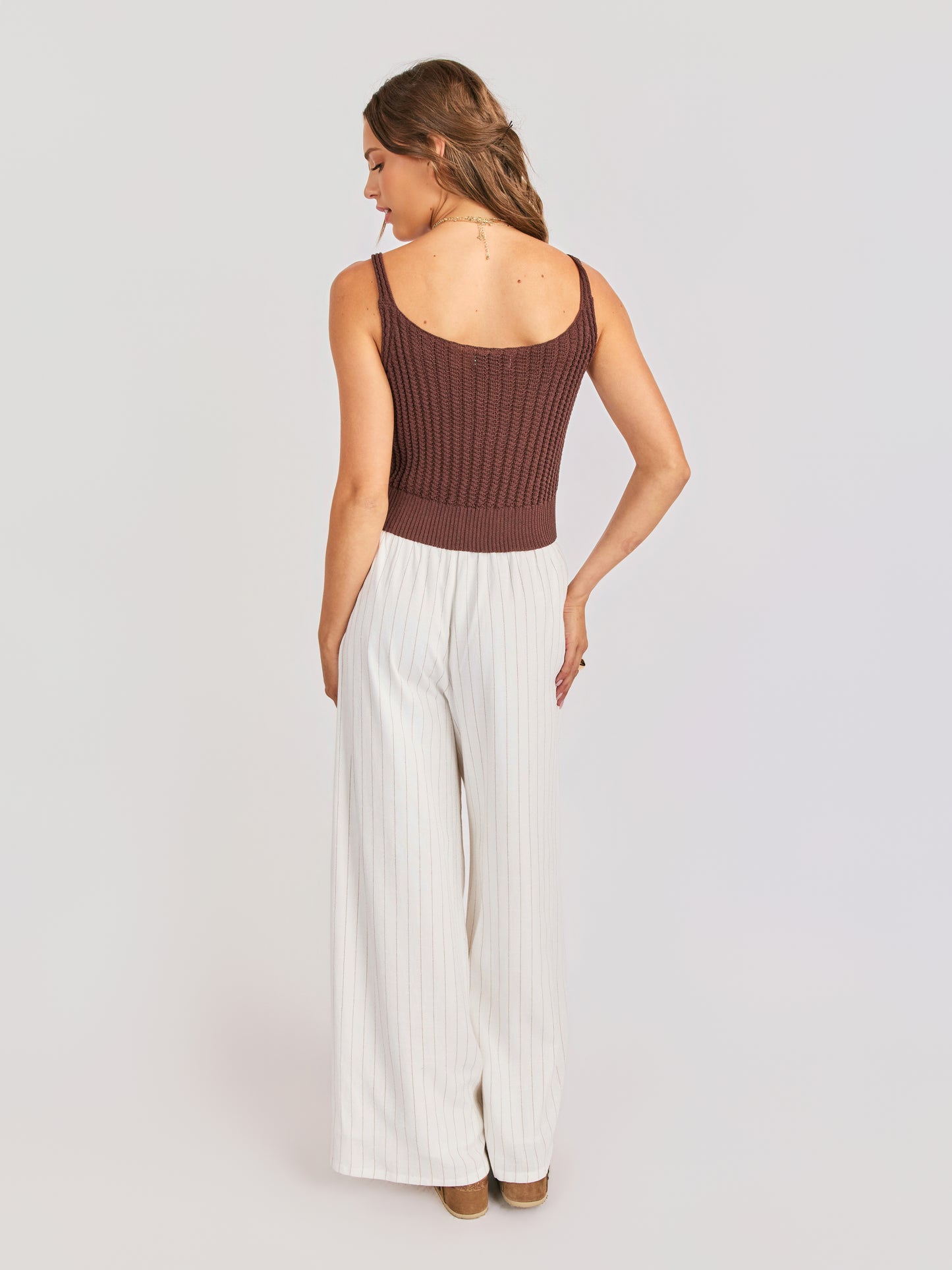 Marlow Buttoned Sweater Vest in Brown - back view