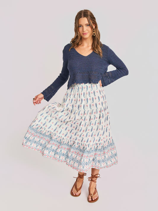 Calico Pullover in Navy - front view