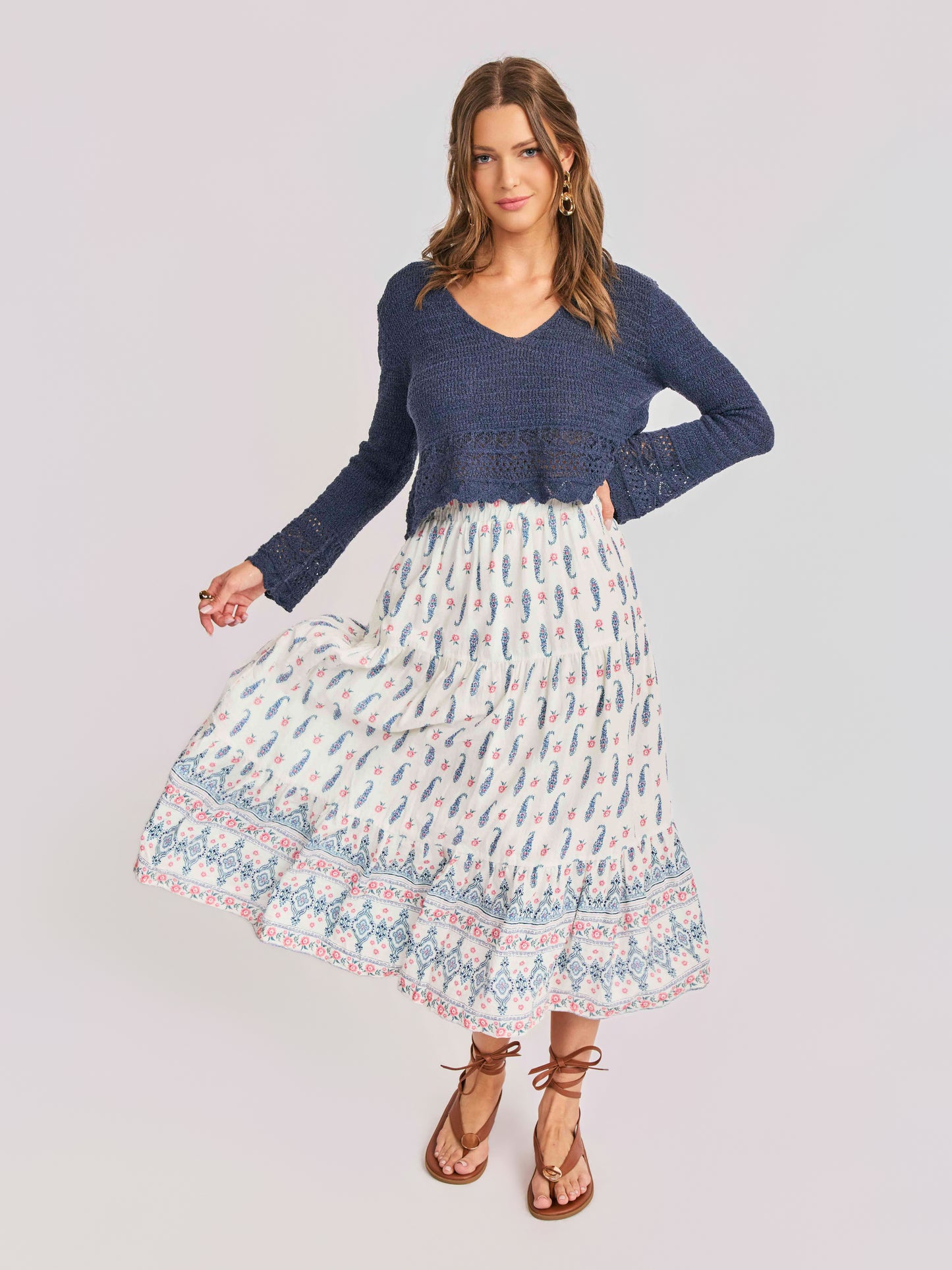 Calico Pullover in Navy - front view