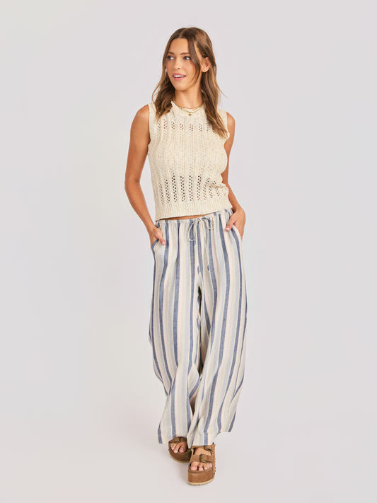 Montana Open Knit Sweater Vest in Cream - front view