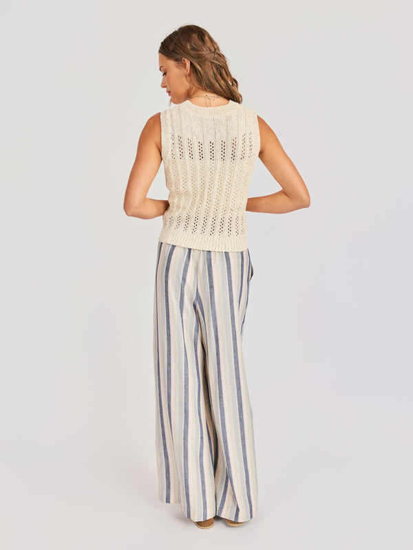 Montana Open Knit Sweater Vest in Cream - back view
