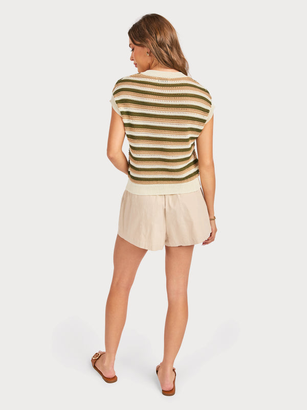 Dover Stripe Sweater in Olive Multi - back view