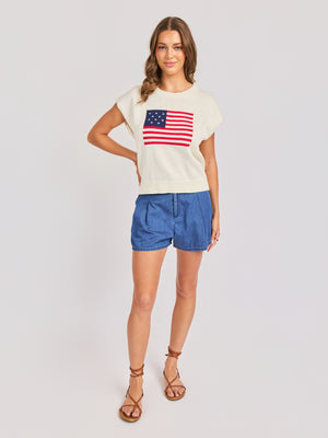 American Dream Flag Sweater in Ivory - front view