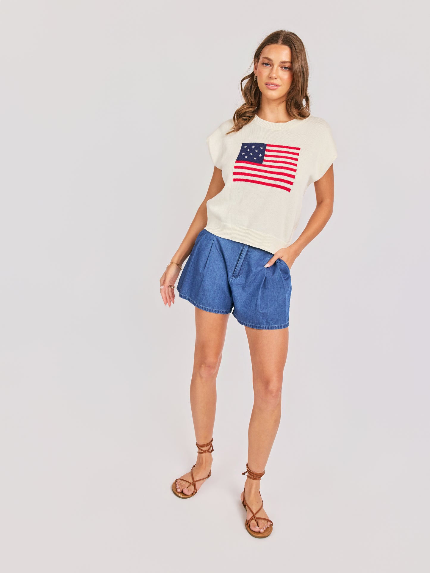 American Dream Flag Sweater in Ivory - mood image