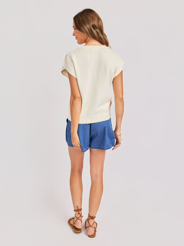 American Dream Flag Sweater in Ivory - back view
