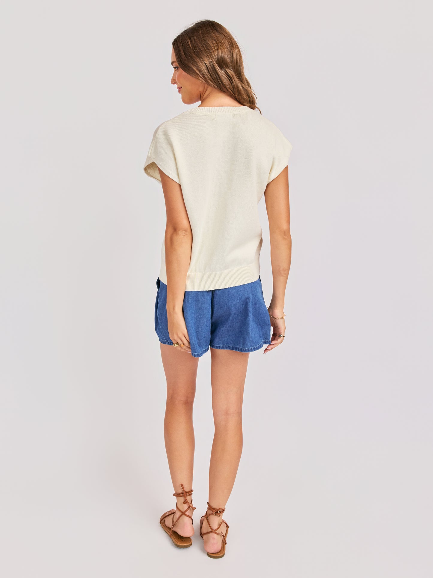 American Dream Flag Sweater in Ivory - back view