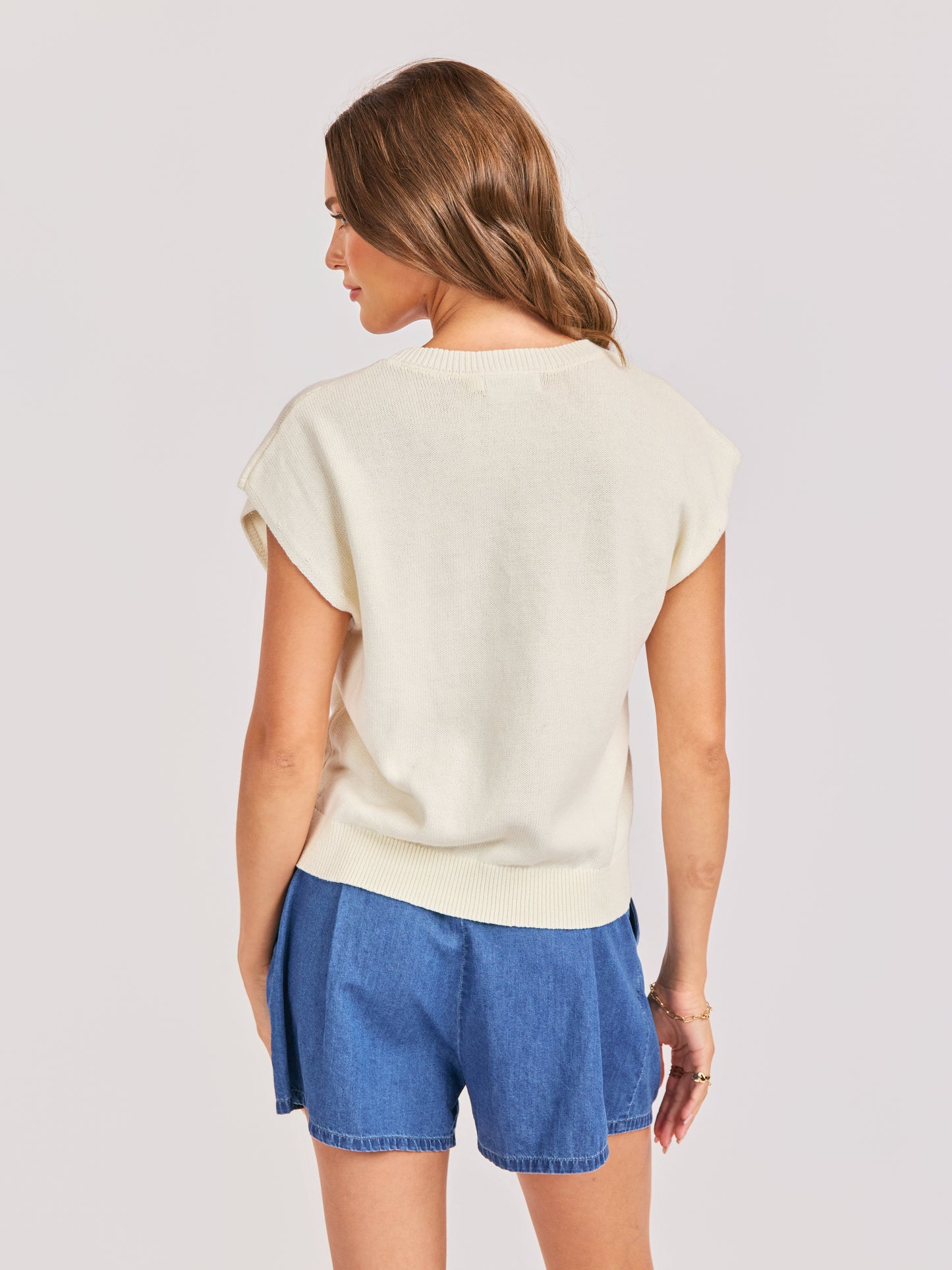 American Dream Flag Sweater in Ivory - back crop view