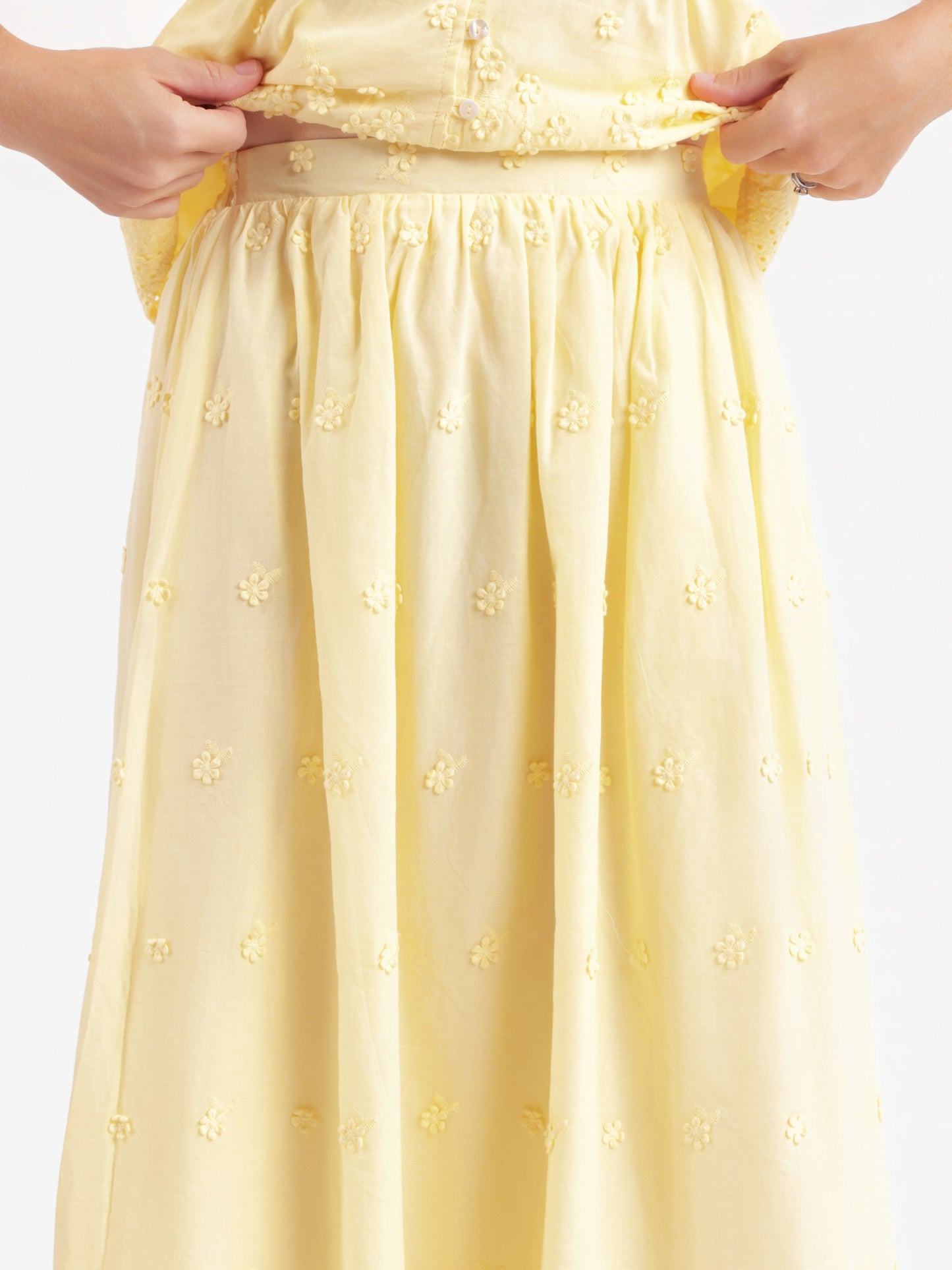 Beachglass Embroidered Maxi Skirt in Yellow - detail view
