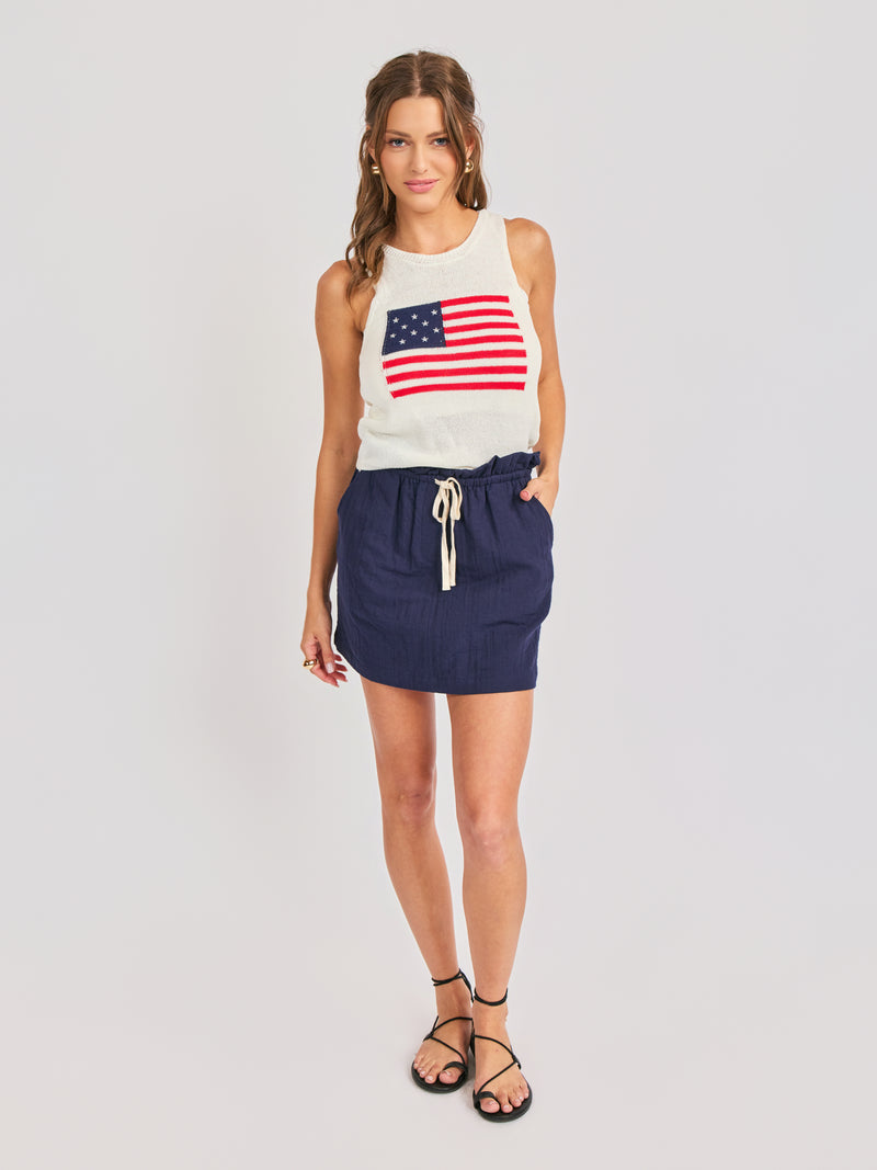 Lilah Mini Skirt in Navy - front view