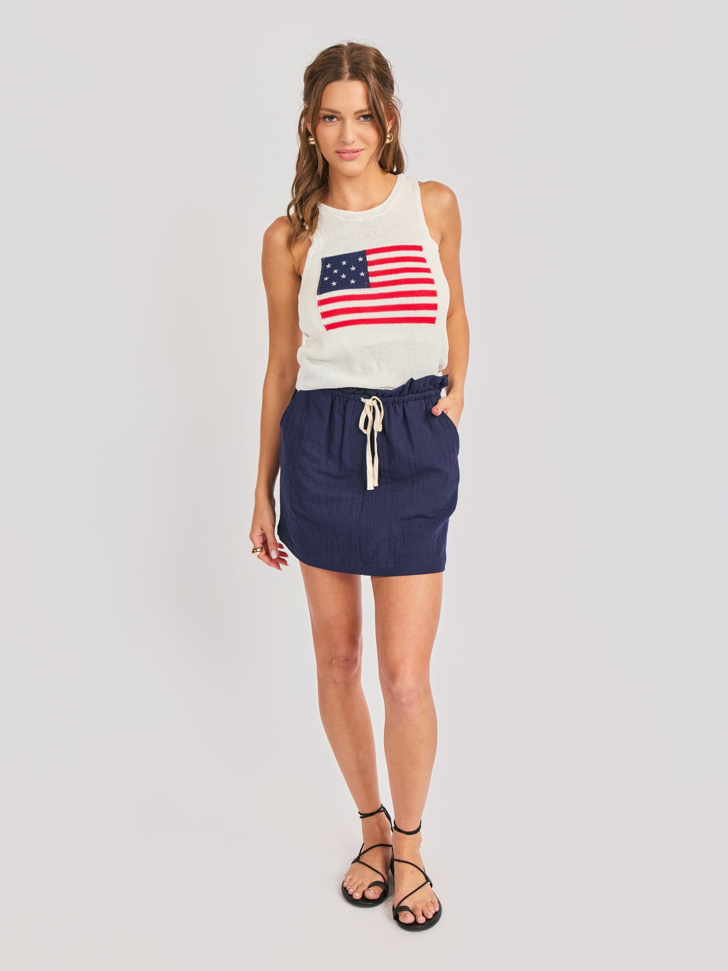 Lilah Mini Skirt in Navy - front view