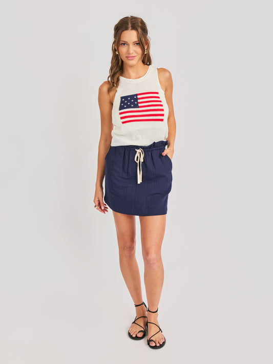 Lilah Mini Skirt in Navy - front view
