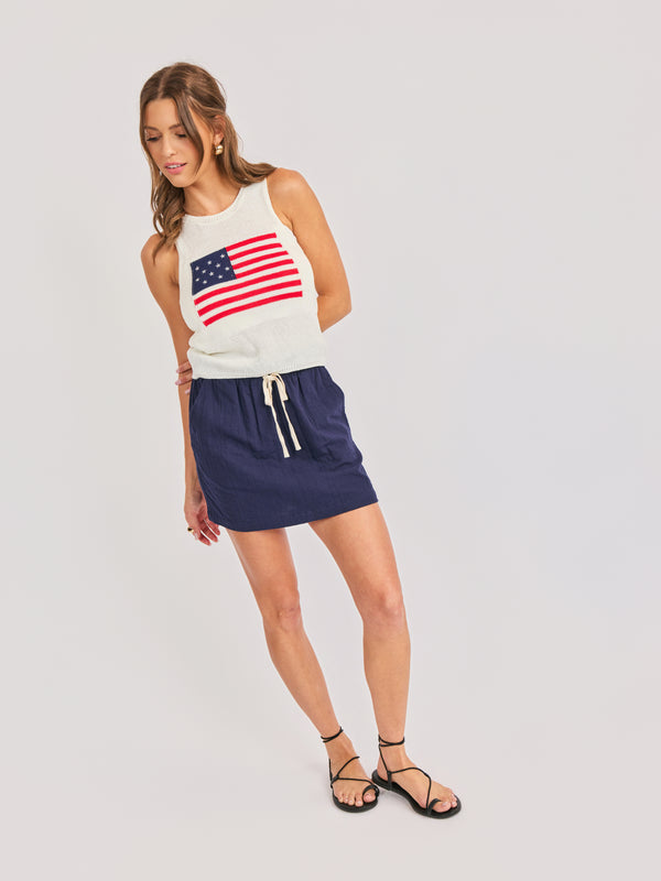 Lilah Mini Skirt in Navy - mood image