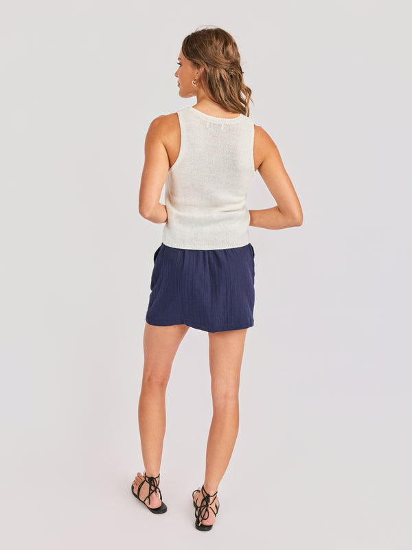 Lilah Mini Skirt in Navy - back view
