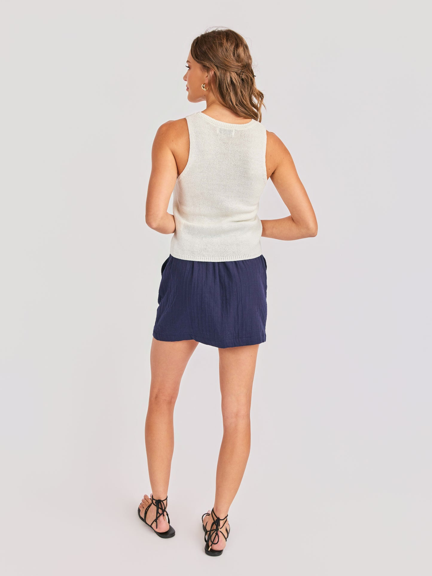 Lilah Mini Skirt in Navy - back view