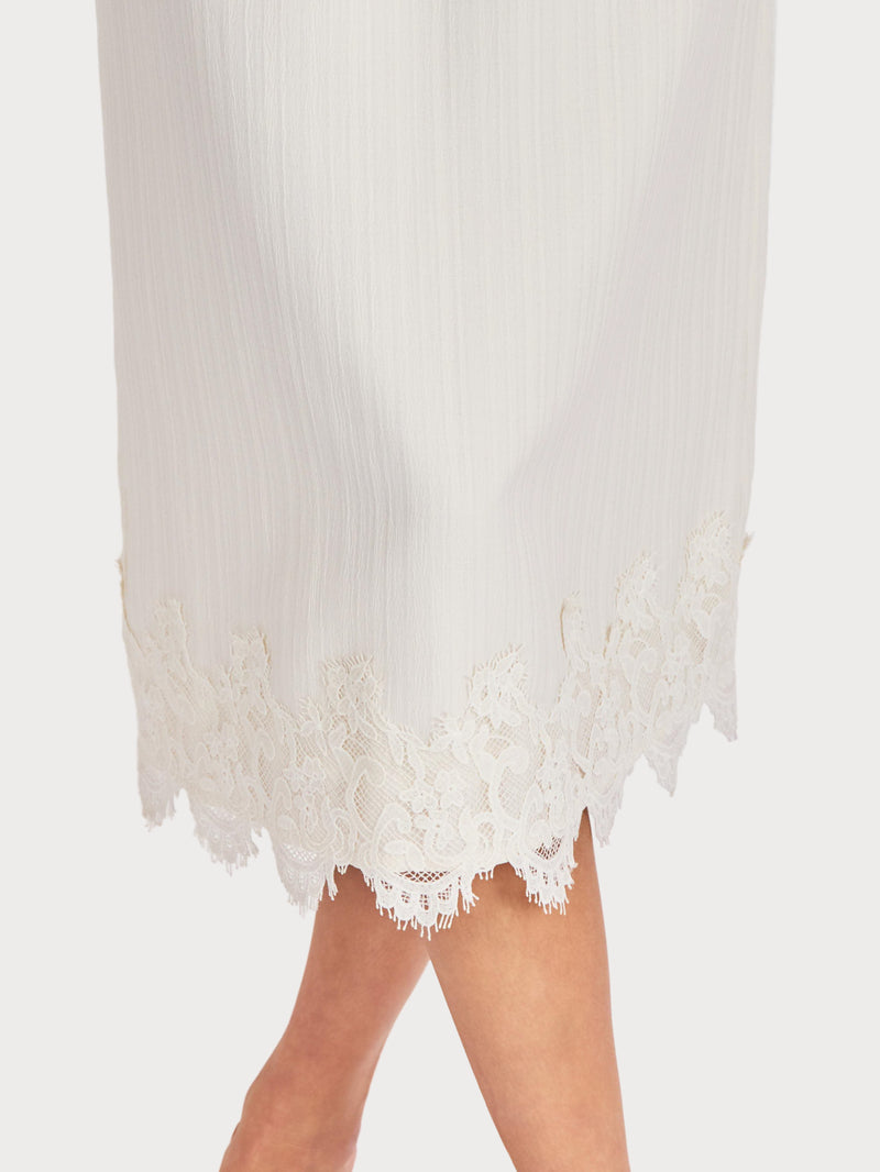 Fawn Lace Hem Midi Skirt in Cream - detail view