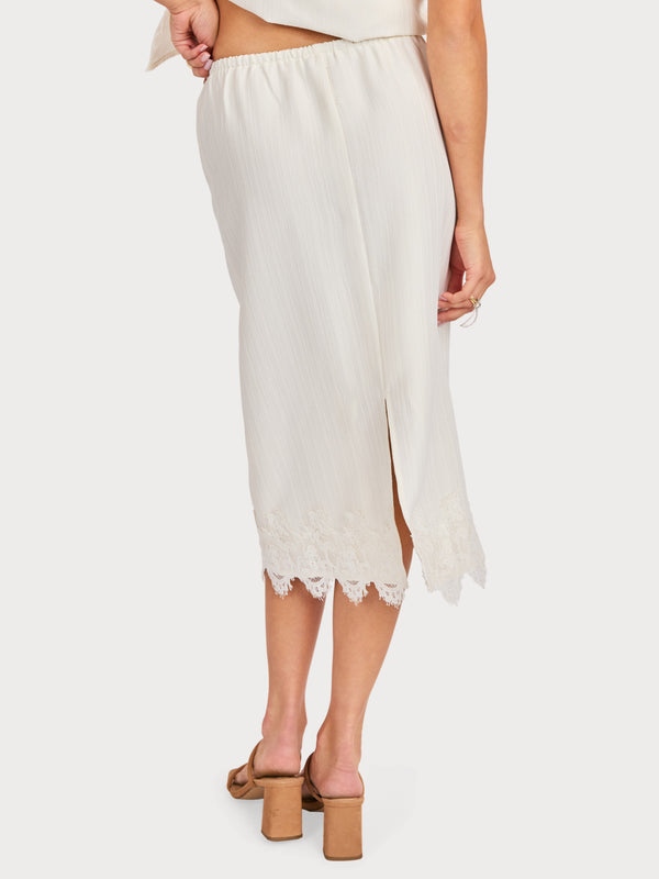Fawn Lace Hem Midi Skirt in Cream - back crop view